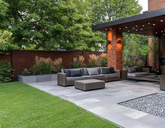 Modern patio design in Centennial home